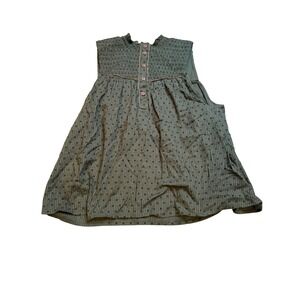 Joie Smocked Ruffle Neck Striped Dot Sleeveless Top Women XL